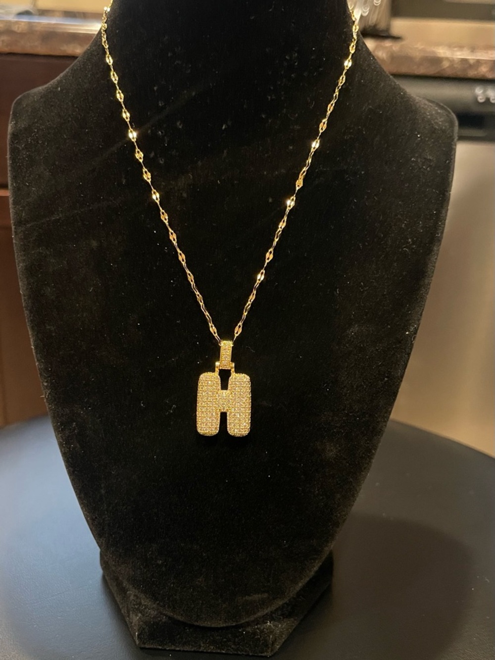 Gold-Tone Pave Initial H Pendant Necklace - Women Jewelry